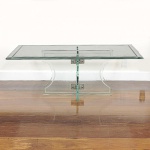 Belíssima Mesa Italiana Art-Deco em magnífico cristal bisotado de 15 mm (Tampo e mesa).Med.: 1,10 x 60 x 42 cm