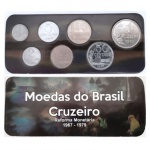 AV2121 - Folder com Serie de  5 Moedas do CRUZEIRO - Aço-CuNI - Reforma Monetaria de 1967/79 - Brasil