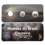 AV2126 - Folder com Serie de  3 Moedas do CRUZEIRO - Aço - 1985 - Brasil - Reforma Monetaria de 1985-1986