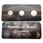 AV2127 - Folder com Serie de  3 Moedas do CRUZEIRO - Aço - 1986 - Brasil - Reforma Monetaria de 1985-1986