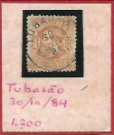 AV5171 - Selo SR056 - Com Carimbo - TUBARÃO - 100 Reis - Dom Pedro ll - Cabeca Grande - 1882 - Império - Valor ref. 2016 - UF 180