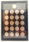 AV2086 - Estojo com todas as moedas comemorativas de R$ 1,00 - JK - BC40 - BC50 anos - DH - Bandeira e Olímpicas - todas em excelente estado de conservação.