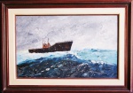 LUCIANA BAUR "Marinha" óleo sobre tela, assinado no verso, 1991. Medida da tela 50x80cm.