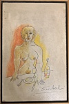Federico FELLINI (1920-1993) - tecnica mista s/ cartão, medindo: 23 cm x 35 cm (todas as obras estrangeiras são atribuídas automaticamente)