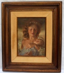 AURÉLIO D'ALINCOURT (1919-1990) Maternidade - óleo sobre eucatex.- assinado no canto superior esquerdo.ME: 61 cm x 52 cm; MI: 0,33 X 0,24 m Moldura em madeira.