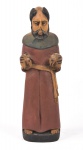 ARTE NAIF - Imagem em madeira policromada representando São Francisco.  Medida: 22 cm x 6 cm largura ;
