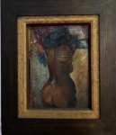 Benjamim Silva - "Dorso feminino", óleo sobre eucatex. Obra med. 25x19cm.