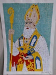 Édesio Esteves - Colagem mosaico, assinado no C.I.D. Obra med. 42x30cm.