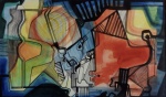 Roberto Burle Marx - 1979 -Panneux - Tinta gráfica sobre tecido, montado sobre tela, com chassi e moldura baguete. Obra med. 93x155cm. Assinado e datado no C.I.D. Não pode ser enviado pelos Correios. Acervo Particular - Rio de Janeiro