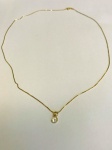 Delicado colar em ouro 18k com pingente dito ponto de luz, cravejado por zircônia. Med. 20cm (fechado)