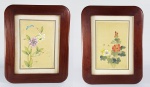 Duas pinturas chinesas em seda, séc.XIX/XX Med. 24 x 30 cm