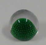 Peso de papel em cristal com detalhes verde, argentino, São Carlos 9x9cm