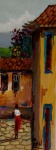 Alexandre Washington - quadro óleo sobre eucatex 13x33cm da série Casarios de Olinda com moldura