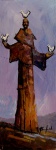 Alexandre Washington - quadro óleo sobre eucatex 13x33cm da série São Francisco com moldura