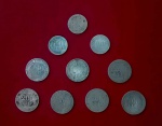 Varias moedas antigas total de 10 da Republica Federativa do Brasil, 13x18cm.