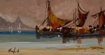Alexandre Washington - quadro óleo sobre eucatex 16x30cm com moldura