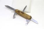 CANIVETE MULTI FUNÇÃO VICTORINOX,  6 FUNÇÕES, TALAS DE MADEIRA NÃO ORIGINAIS, 8,5 CCM FECHADO
