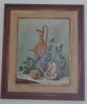 MARIA APPARECIDA - Pintura de Natureza Morta - OST - representando jarro e frutas - Assinado CID - datado de 1929 - Méd. 38 x 47cm sem a moldura e 57 x 68 com a moldura.