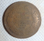 Numismática. Medalha, França, 1878, bronze, 30,3mm e 15,4g.