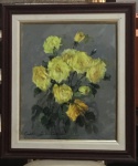 Cordélia E. de Andrade - Buque de Flores com rosas amarelas. Med. 0,60 c 0,52 com moldura.