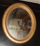 Espelho com moldura em madeira (desgates)  med.: 60 x51 cm