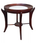 Design: mesa Maracanã  em madeira nobre  e tampo de mármore. med. 48 x17 cm. (desgastes)