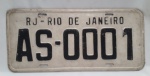 PLACA ANTIGA DE COLEÇÃO - AS-0001 RJ - RIO DE JANEIRO