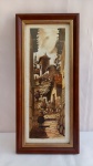 Quadro Emoldurado Retratando Ilustração de Vilarejo Cusco Cidade no Peru; madeira e vidro translúcido; aprox. 31 x 14 x 1,5cm