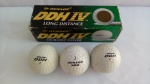 Caixa Dunlop DDH IV, Made in U.S.A., contendo 3 Bolinhas Golfe, usadas; cx. aprox. 13 x 4,5 x 4cm, conforme fotos