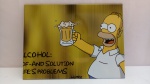 Placa Decorativa Homer Simpsons "Copo de Chopp Solução Problemas", em Metal Silkado Envernizado; aprox. 26 x 19,5cm
