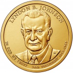 USA - Moeda de 1 Dollar- "Série Presidentes" - 2015 - Lyndon Johnson- Letra P - FC
