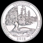 USA - Moeda de 25 Cents Dollar  - "Série Parques" - 2018 - Voyageurs - Minesota - Letra D - FC