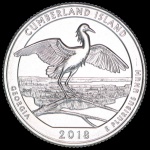 USA - Moeda de 25 Cents Dollar  - "Série Parques" - 2018 - Cumberland Island Georgia -Letra P - FC