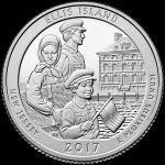 USA - Moeda de 25 Cents Dollar  - "Série Parques" - 2017 - Ellis Island - New Jersey - Letra P - FC