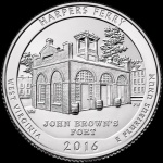 USA - Moeda de 25 Cents Dollar - "Série Parques" - 2016 - Harpers Ferry-West-Virginia - Letra P-FC