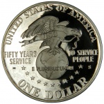 USA -1 Dollar- Moeda Comemorativa-USO-1991-prata-proof-38,10mm-26,73grs c/Estojo e certificado