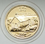 USA - Quarter Dolar -  Banhada a Ouro 24k  - 2004 - Iowa - FC - Letra P