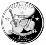 USA - Moeda - 25 Cents - "Série Estados" - 2002 - Tennessee - Letra D - FC