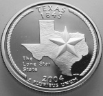 USA - Moeda - 25 Cents - "Série Estados" - 2004 - Texas - Letra D - FC