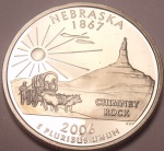 USA - Moeda - 25 Cents - "Série Estados" - 2006 - Nebraska - Letra D - FC