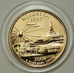 USA - Quarter Dolar - Banhada A Ouro 24k - 2006 - Nebraska - FC -  Letra D