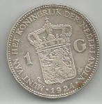 HOLANDA - 1 Gulden - Prata - 1924 - 28 mm - 10,1 Gramas