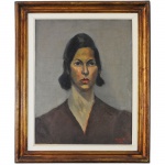 José Pancetti (1902-1958), Retrato de Anita Caruso Pancetti (Esposa do artista). Pintor modernista brasileiro. Assinado, cid e datado de 1939. 50 x 40 cm. No verso auto retrato do artista.