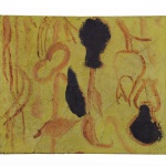 Arthur Barrio (1945). Sem Título. Artista plásticoLuso-brasileiro. Óleo sobre tela. Assinado no verso edatado de 1985. 46 x 56 cm.
