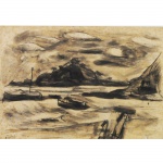 Mario Zanini (1907-19714), SemTítulo. Pintor e decorador brasileiro.Desenho a carvão. Assinado. 39 x49 cm.