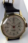 Relógio Olma Cronômetro especial, movimento manual, caixa folheada a ouro 18 K de 37 mm de diâmetro, mostrador original, década 50, em perfeito estado de conservação e funcionamento