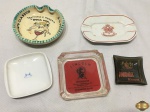 Lote de 5 cinzeiros em diversos matérias. Medindo o quadrado em porcelana Rosenthal Alemã 9cm x 9cm.