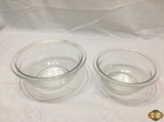 Lote de 2 bowls em vidro temperado Pyrex. Medindo o maior 21,5cm de diâmetro x 9cm de altura.