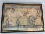Quadro gravura emoldurada "Two woman on a sofa" de Albert Joseph Moore, do Yale Center for the British Art. Medida: 90x60cm de comprimento sem a moldura. Nao podera ser enviado pelos correios.