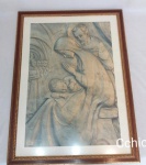 Quadro gravura italiana emoldurada com figuras de aposto litúrgico "La Notte Di Natale". Medida: 74x48cm de comprimento sem moldura.NAO PODERA SER ENVIADO PELOS CORREIOS